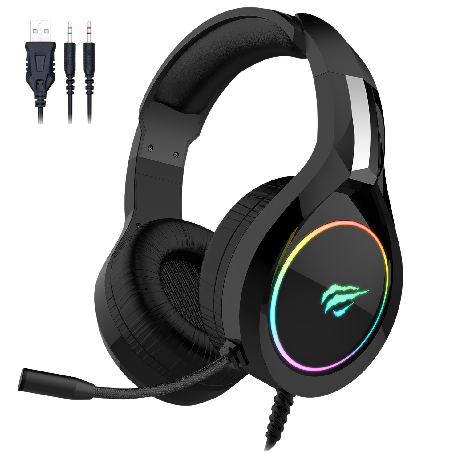 GAMENOTE HV-H2232D Casque gamer avec micro et retro éclairage RGB pour PC & consoles - Haut-parleur 50mm - Contrôle du volume