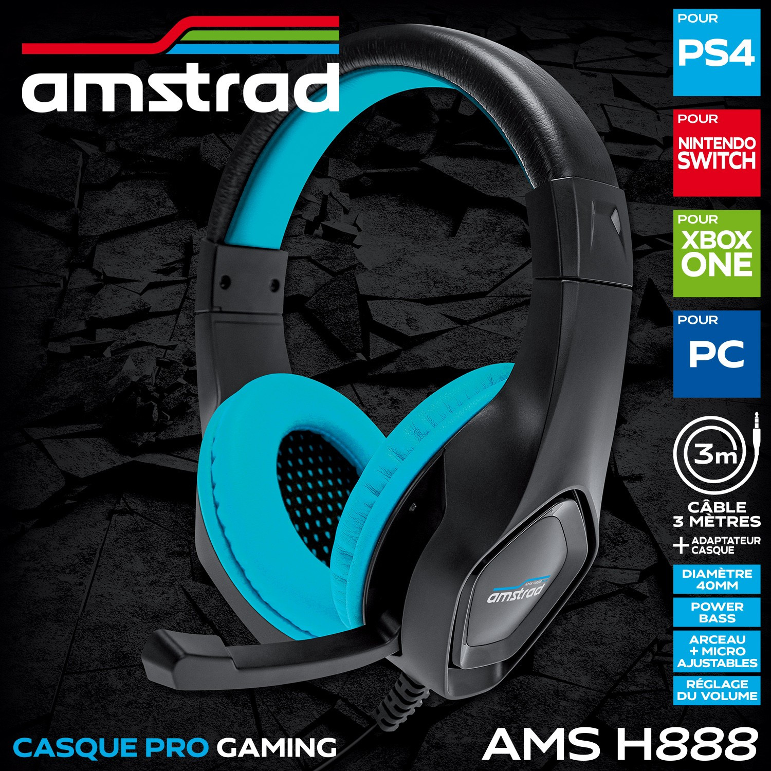 Casque AMSTRAD AMS-H888-BLUE — vue alternative
