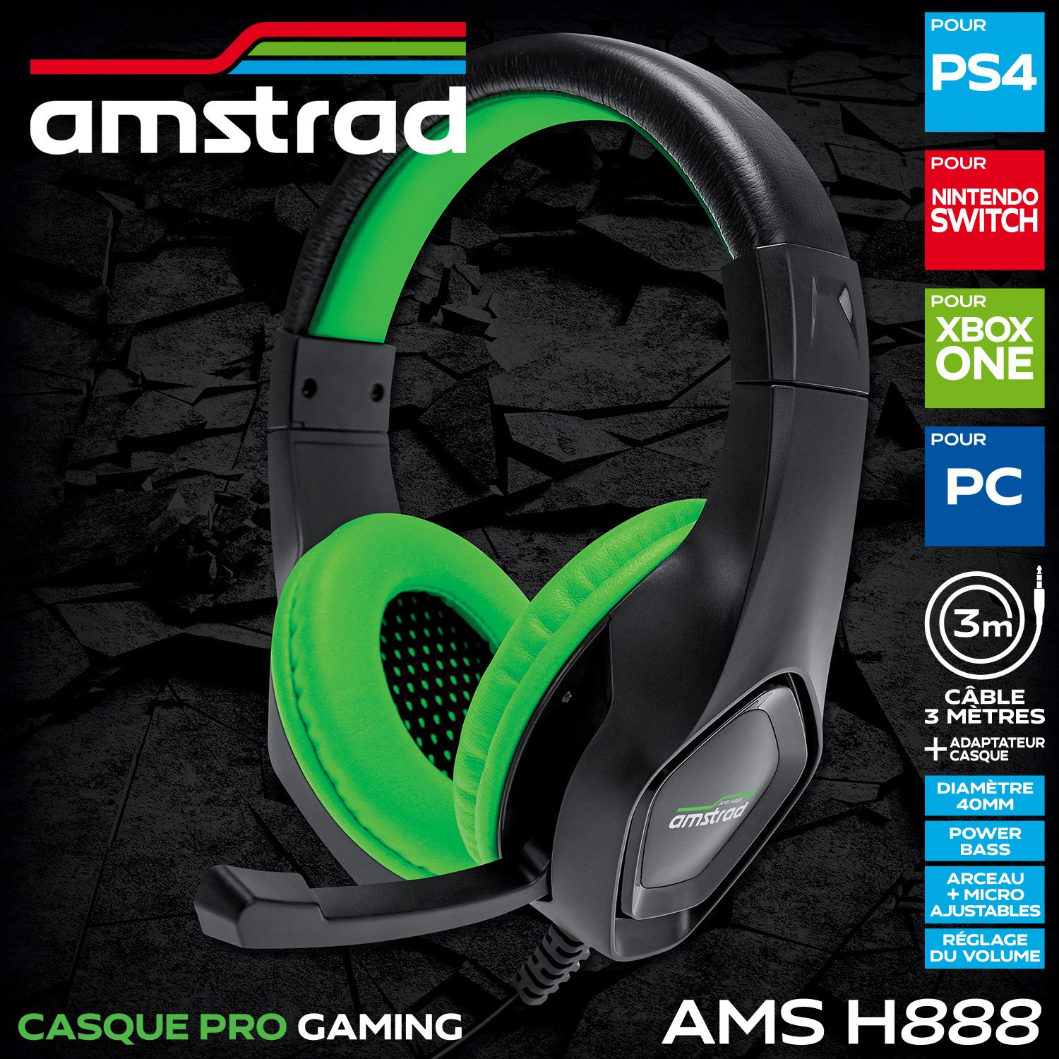 Casque AMSTRAD AMS-H888-GREEN — image 2
