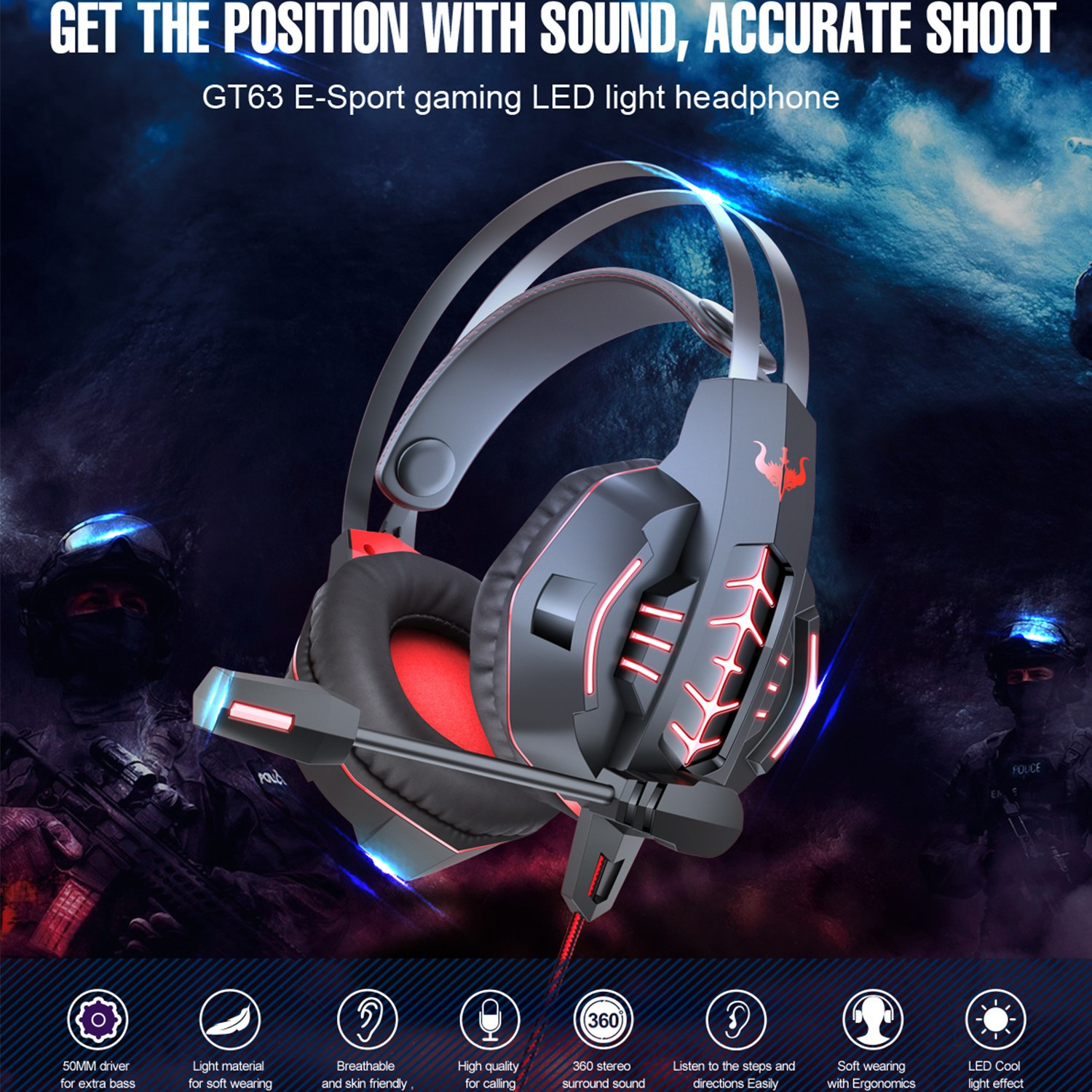 Casque OVLENG GT63-RED — image 2